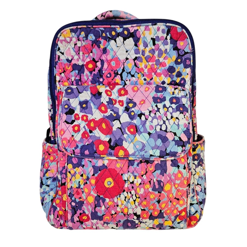 Vera Bradley Impessionista Backpack Pink Purple Blue Floral Quilted Adjustable